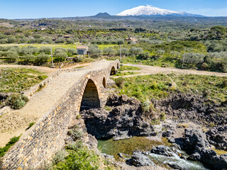 Fototapeta na wymiar Sicily [Italy]-Adrano-Ponte dei Sacaceni and Mt. Etna