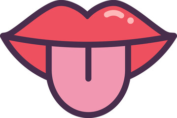 Lips and tongue icon in line and fill style. Vector.