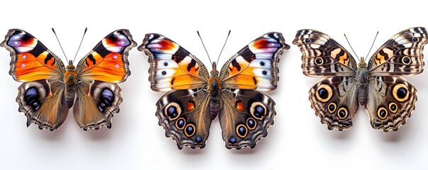 Stunning Metamorphosis of Butterflies in Exquisite Detail on White Background