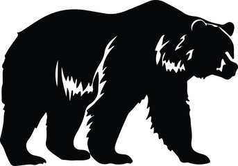 grizzly bearsilhouette - obrazy, fototapety, plakaty
