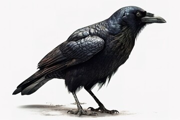 Fototapeta premium Crow's Mysterious Presence on White