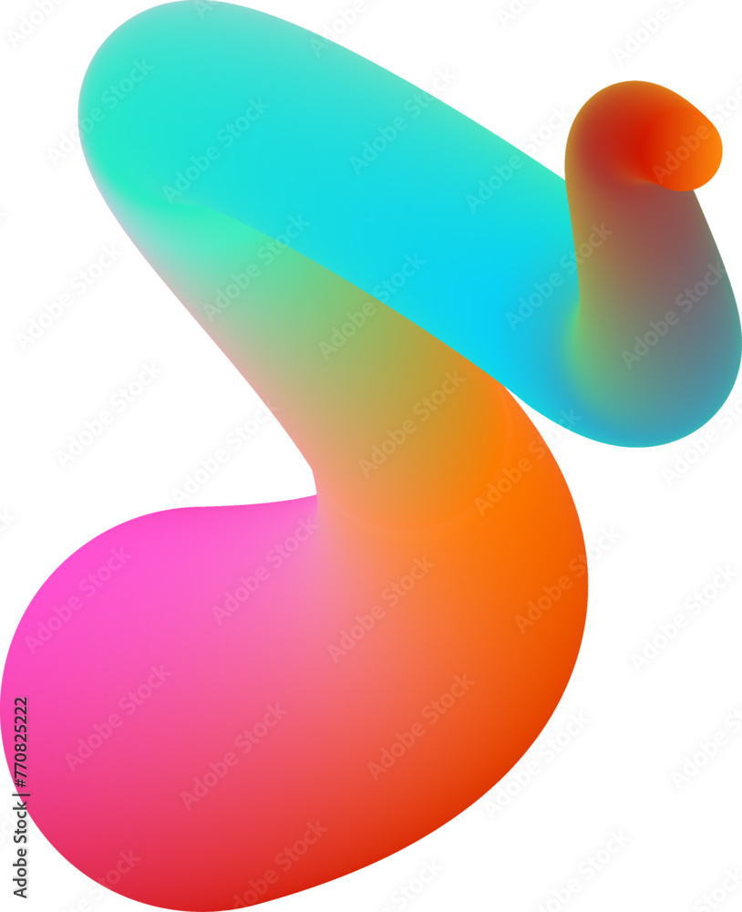 Poster vibrant colorful fluid abstract 3d gradient blend curves shape