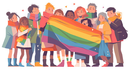 people with rainbow flag