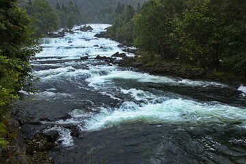 Reindalselva river at Vallestad in Norway, Europe
