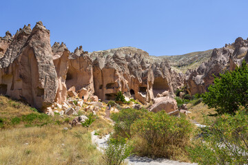 Beautiful view of Zelve open air museum, Cappadocia
