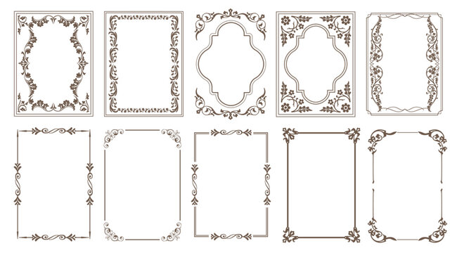 Decorative vector frames and borders. Vintage floral ornament.eps