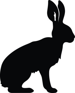 black rabbit silhouette sitting profile clip art preview