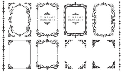 Vintage floral ornament. Decorative vector frames and borders.eps