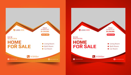 Real estate social media post color combination bundle, modern Real Estate social media post, easily editable, colorful, and elegant design.