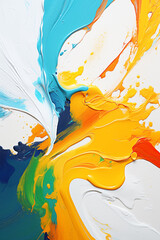 Oil paints of different colors, randomly, on a white background, bright colors and paints
