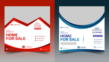 Home real estate social media post square flyer banner template