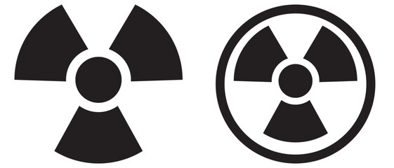 Nuclear Hazard Ionizing Radiation Danger X Rays Trefoil Warning Symbol Black Icon Set. Vector Image. eps 10