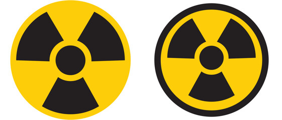 Nuclear Hazard Ionizing Radiation Danger X Rays Trefoil Warning Symbol Black and Yellow Icon Set. Vector Image. - obrazy, fototapety, plakaty
