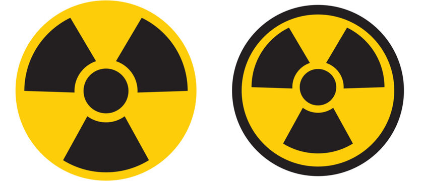 Nuclear Hazard Ionizing Radiation Danger X Rays Trefoil Warning Symbol Black and Yellow Icon Set. Vector Image.