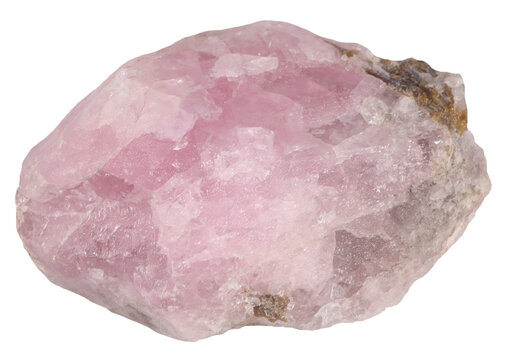 Morganite pink rock isolated on white background. Mineralogy stones gem concept.