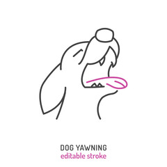 Dog yawning. Dogs yawn. Canine drowsiness icon