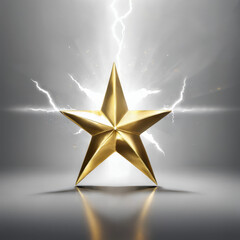 Fototapeta premium Golden Star With Lightning in the Background. Generative AI