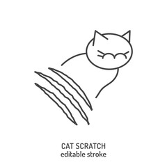 Cat scratch. Common pet behavior symbol. Excessive scratching.