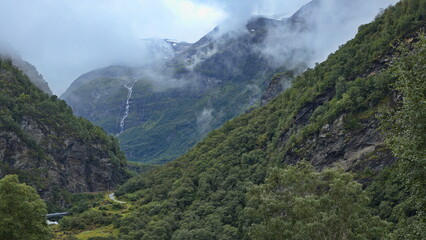 Landscape at the railway line from Flam to Myrdal in Norway, Europe
