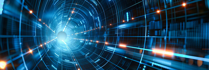 Obraz premium Cybernetic Stream: Visualizing the Rapid Flow of Information and Energy in the Digital Realm