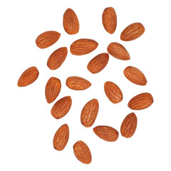 A lot of almond nuts isolated transparent
