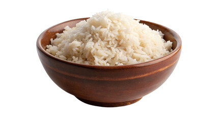 Bowl of tasty cooked white rice isolated on Transparent background.