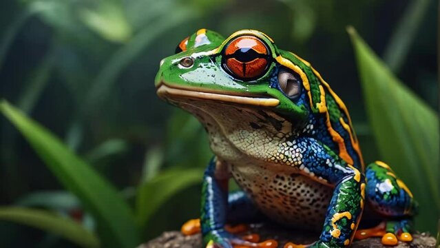Beautiful tropical frog in nature jungle