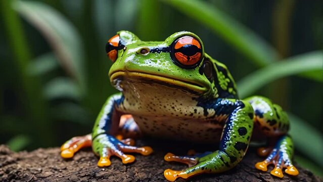 Beautiful tropical frog in nature jungle
