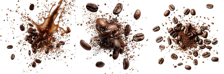 \ - Top view coffee bean explosion Transparent  background (2)