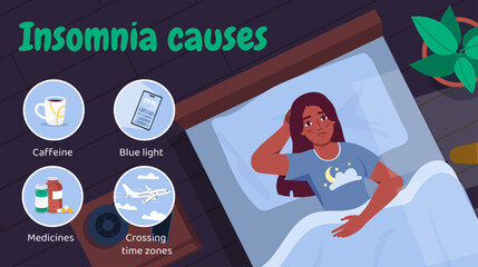 Insomnia causes vector concept