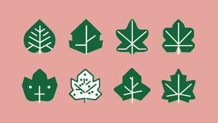 Flat Design Vector Illustration of Leaves