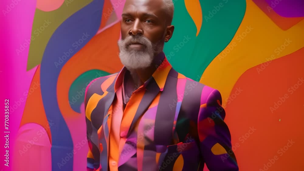 Aufkleber man standing in front of colorful wall generative ai