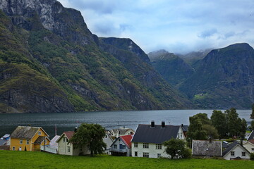 Fototapeta na wymiar View of village Undredal in Norway, Europe 