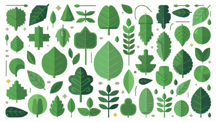 Flat Design Vector Illustration of Leaves