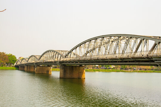 Truong Tien Bridge Crossing Huong River In Hue City, Vietnam. Truong Tien Bridge Is One Of The Symbols Of Hue City.