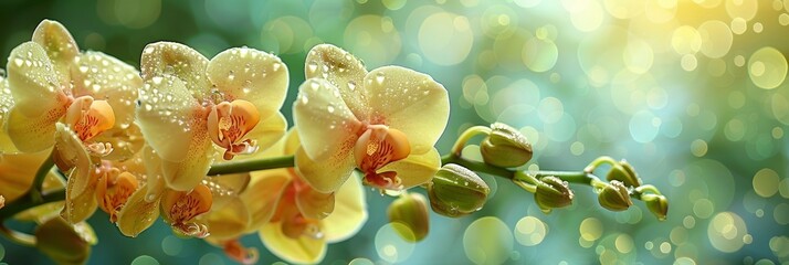 Fototapeta na wymiar Summer Background Tropical Orchid Flowers, Background HD, Illustrations