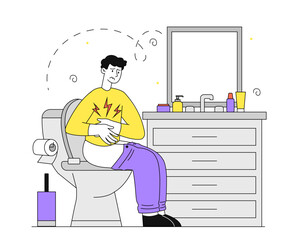 Man sitting toilet vector linear
