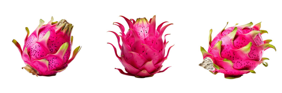 \ - A set of dragon fruit in transparent background