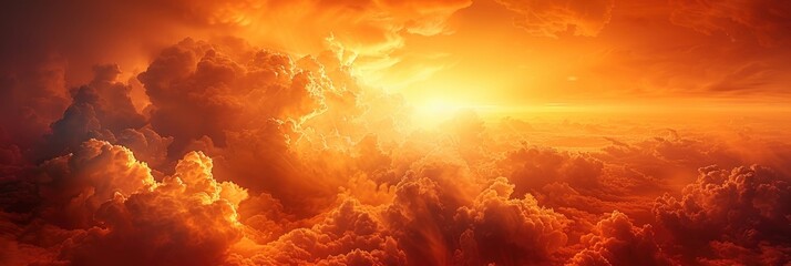 Naklejka premium Sunset Sky On Twilight Evening Orange, Background HD, Illustrations