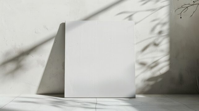 Blank Canvas in Sunlight with Shadow Play on White Wall