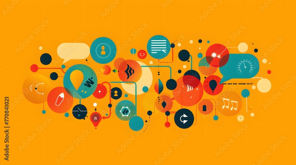 Poster abstract colorful circles and bubbles in a vector art style for backgrounds and creative design proj