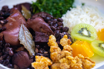 The best and most perfect Brazilian feijoada complete in selective focus and fine details