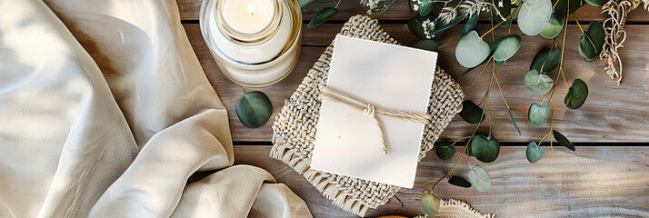 Elegant Invitation: A Blank Paper Card Set on a Vintage Table, Awaiting Personalized Messages