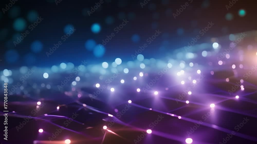 Poster blue and purple abstract background with lines and dots generative ai