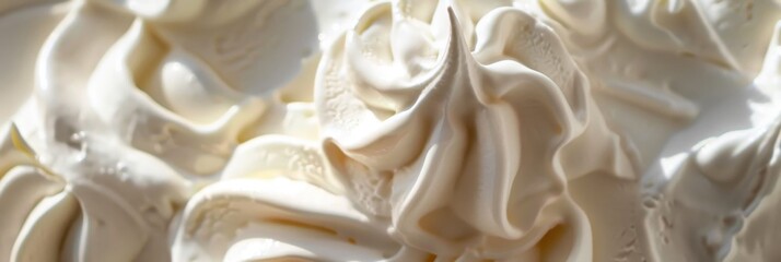 Macro shot of soft serve yogurt ice cream, detailing its velvety texture