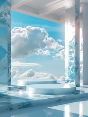3D render podiumVisualize a Sky Blue display