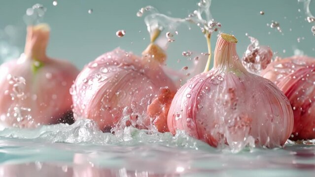Illustrated Garlic and Water Splash. Generative ai