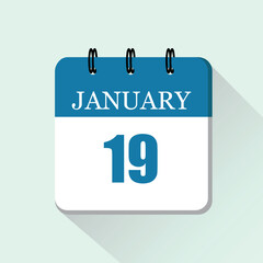 19 january flat daily calendar icon. Vector calendar template for the days of january. Banner for day and month.