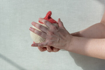 consultant on breastfeeding, lactation, women's breasts in their hands