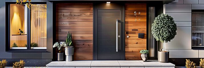 Entrance to Elegance: A Modern Homes Doorway, Framed by Architectural Beauty and Welcoming the World with Style
